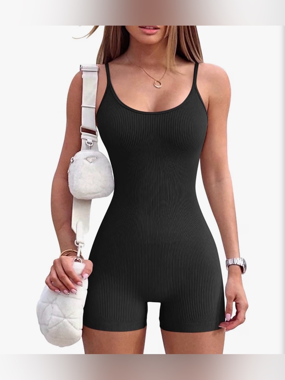 YIOIOIO Black Workout Seamless Jumpsuit, Size Large, BNWOT